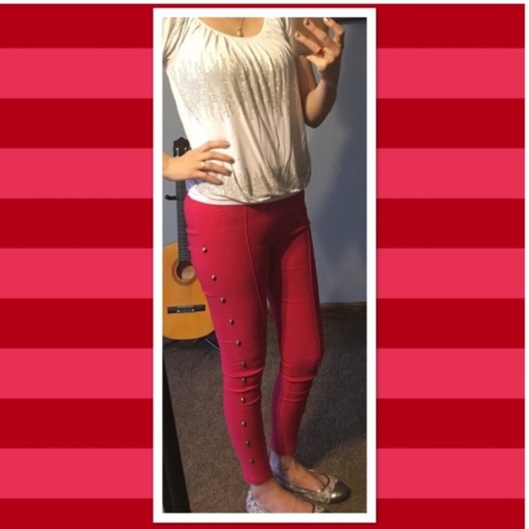 April Spirit Hot Pink studded leggings pants xs/small - Picture 2 of 6